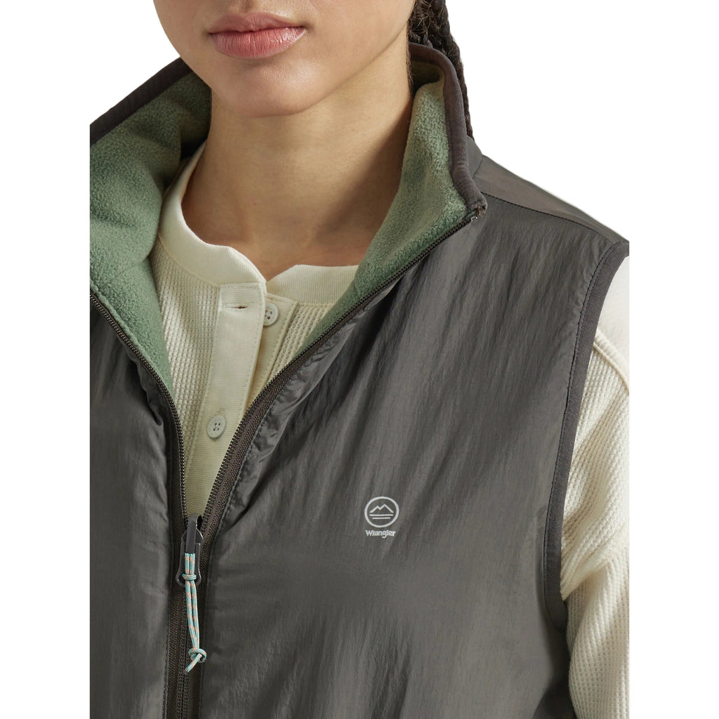 Wrangler Women's ATG Reversible Fleece Vest - Green/Grey