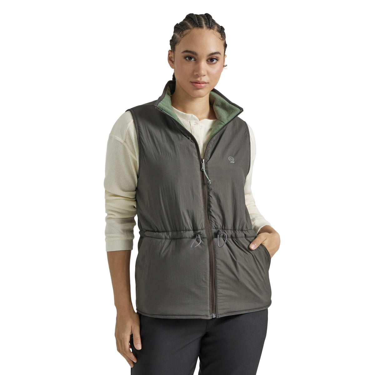 Wrangler Women's ATG Reversible Fleece Vest - Green/Grey
