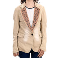 American Darling Women's Blazer w/Leather Lapels - Cream