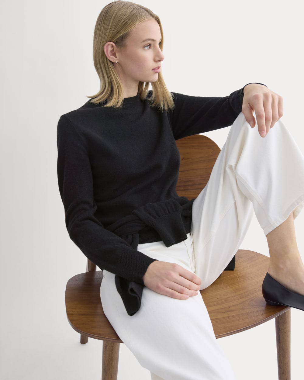 Cashmere Slim Crew Sweater | Black