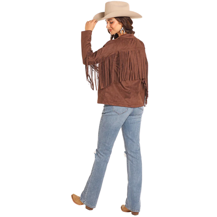 Rock & Roll  Women's Long Sleeve Microsuede Jacket with Fringe