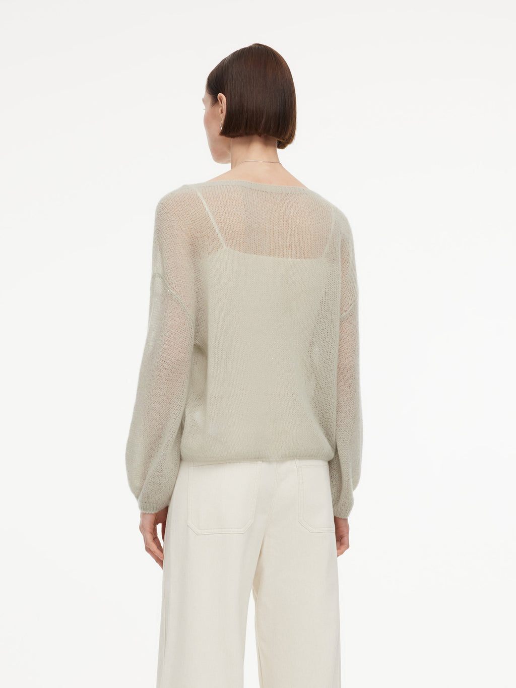 Cashmere Mulberry Silk Blend Boat Neck Women Knit Top