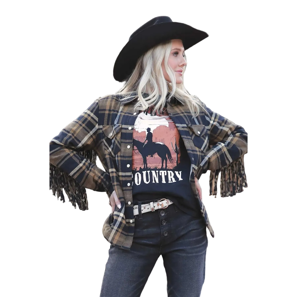 Cruel Women's Long Sleeve Plaid Shirt Jacket - Black