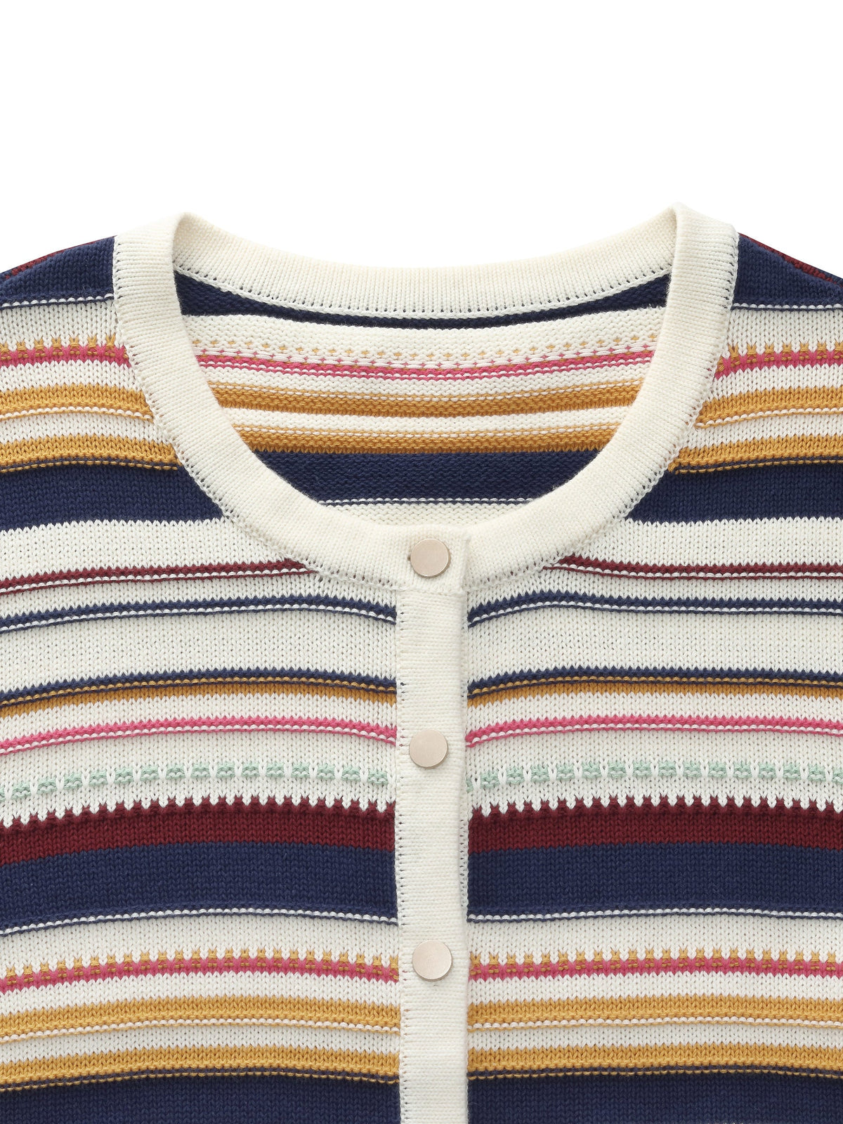 100% Cotton Multicolored Stripe Women Cardigan