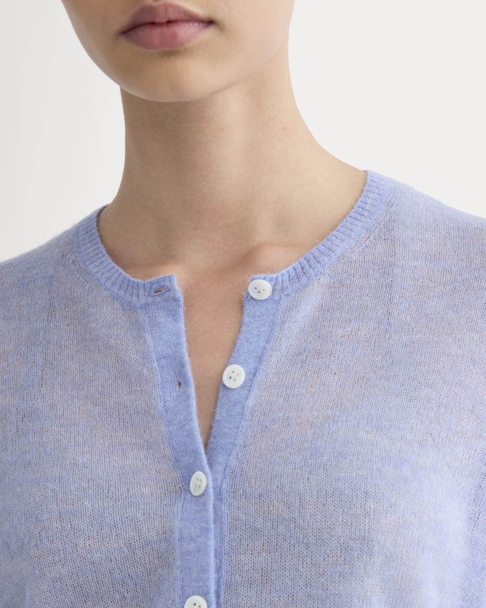 The Air Alpaca? Short-Sleeve Cardigan | Soft Blue