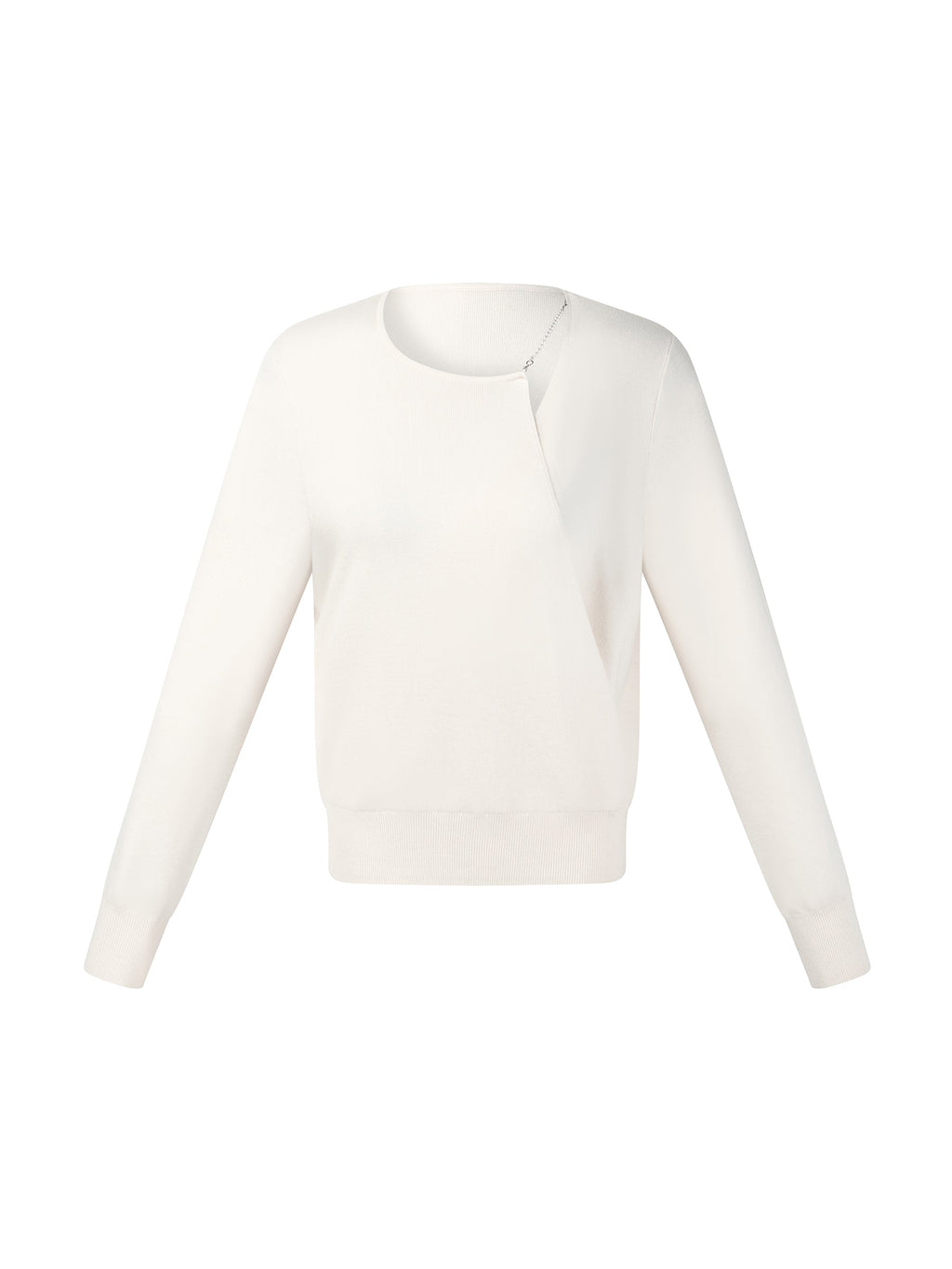 Lyocell Wool Blend Asymmetrical Neck Women Knit Top