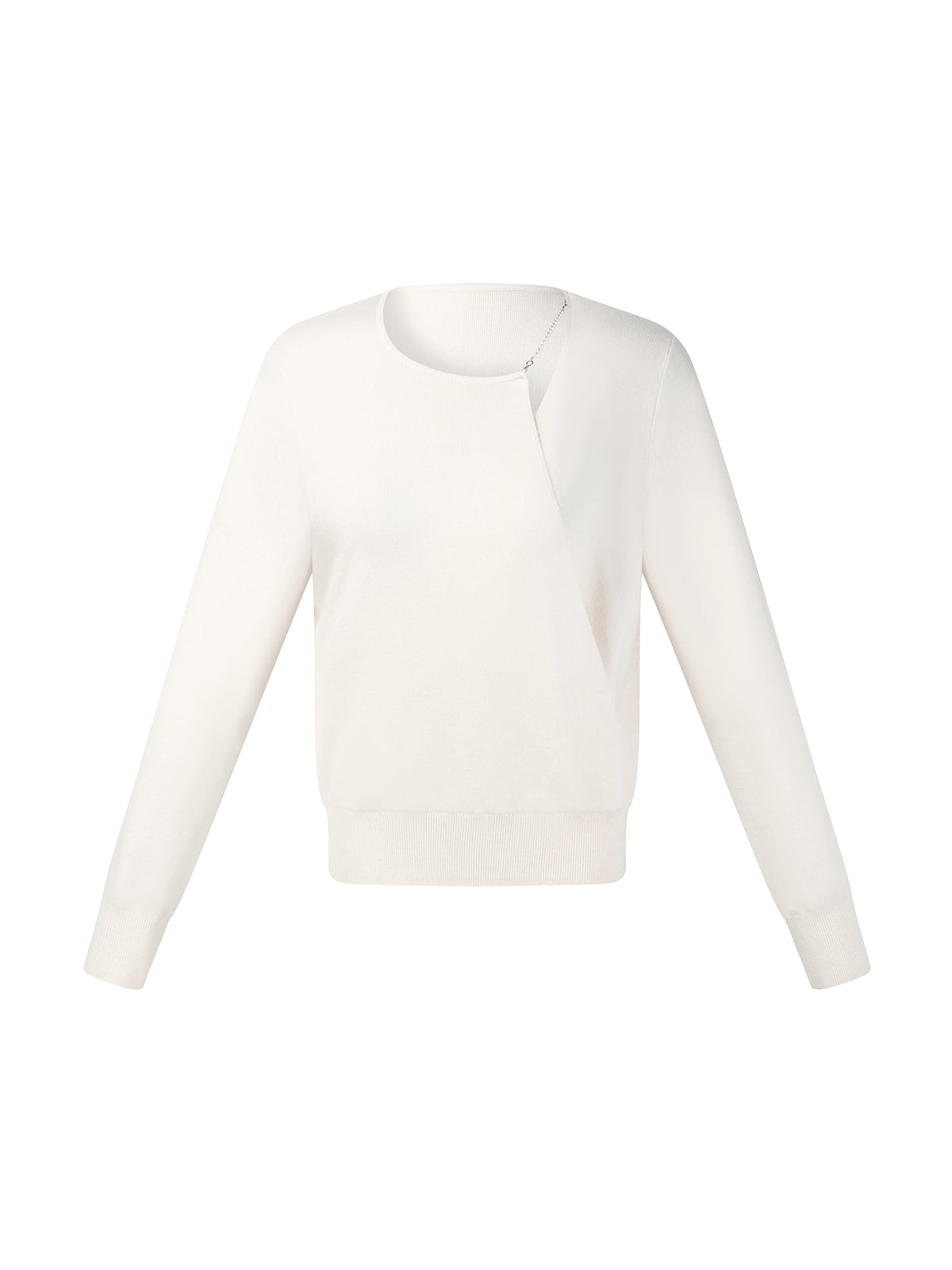 Lyocell Wool Blend Asymmetrical Neck Women Knit Top