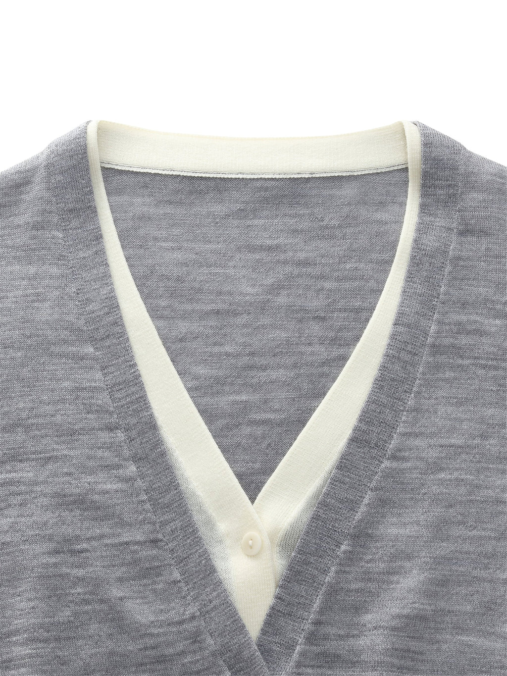 100% Wool V-Neck Women Mock-Layered Cardigan