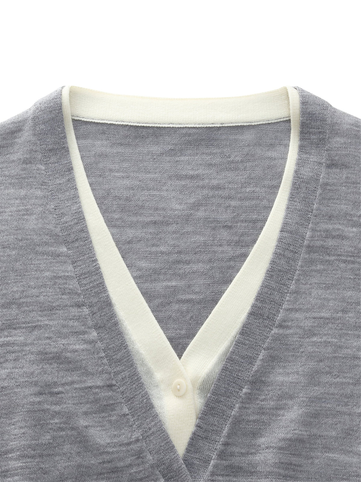 100% Wool V-Neck Women Mock-Layered Cardigan
