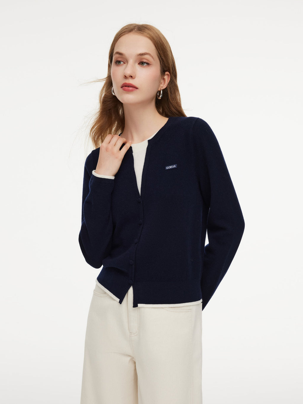 100% Wool Color Block Women Mock Layered Knit Top