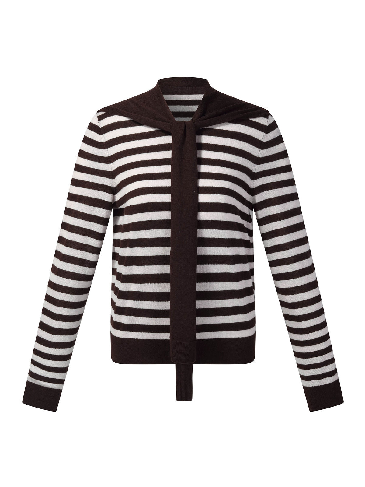 Wool Blend Stripe Women Knit Top With Detachable Sailor Collar