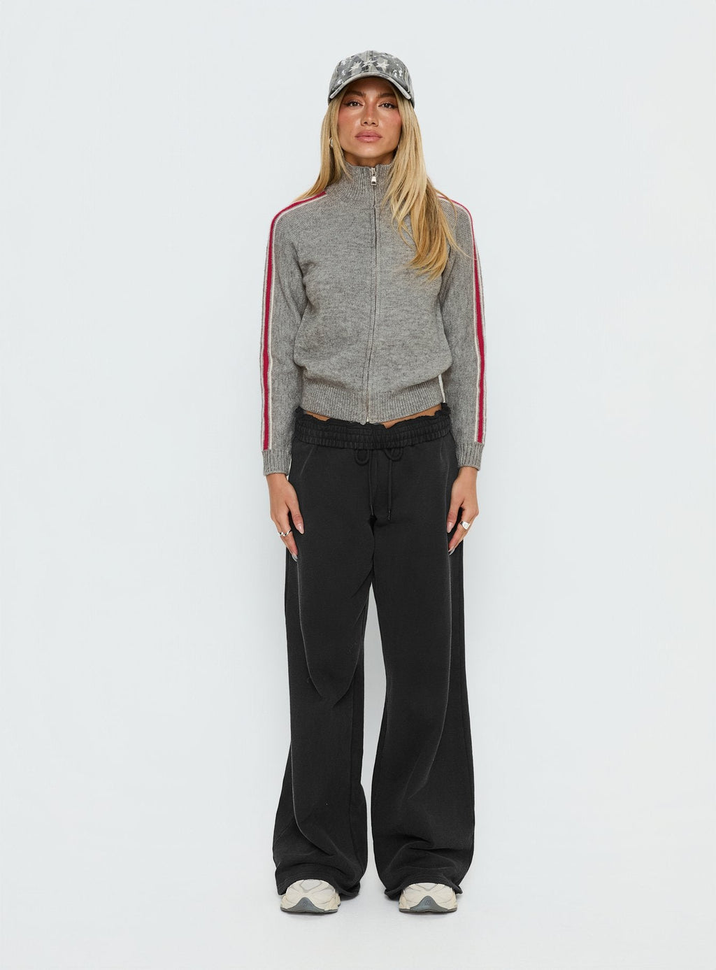 Caysey Zip Through Knit Sweater Grey