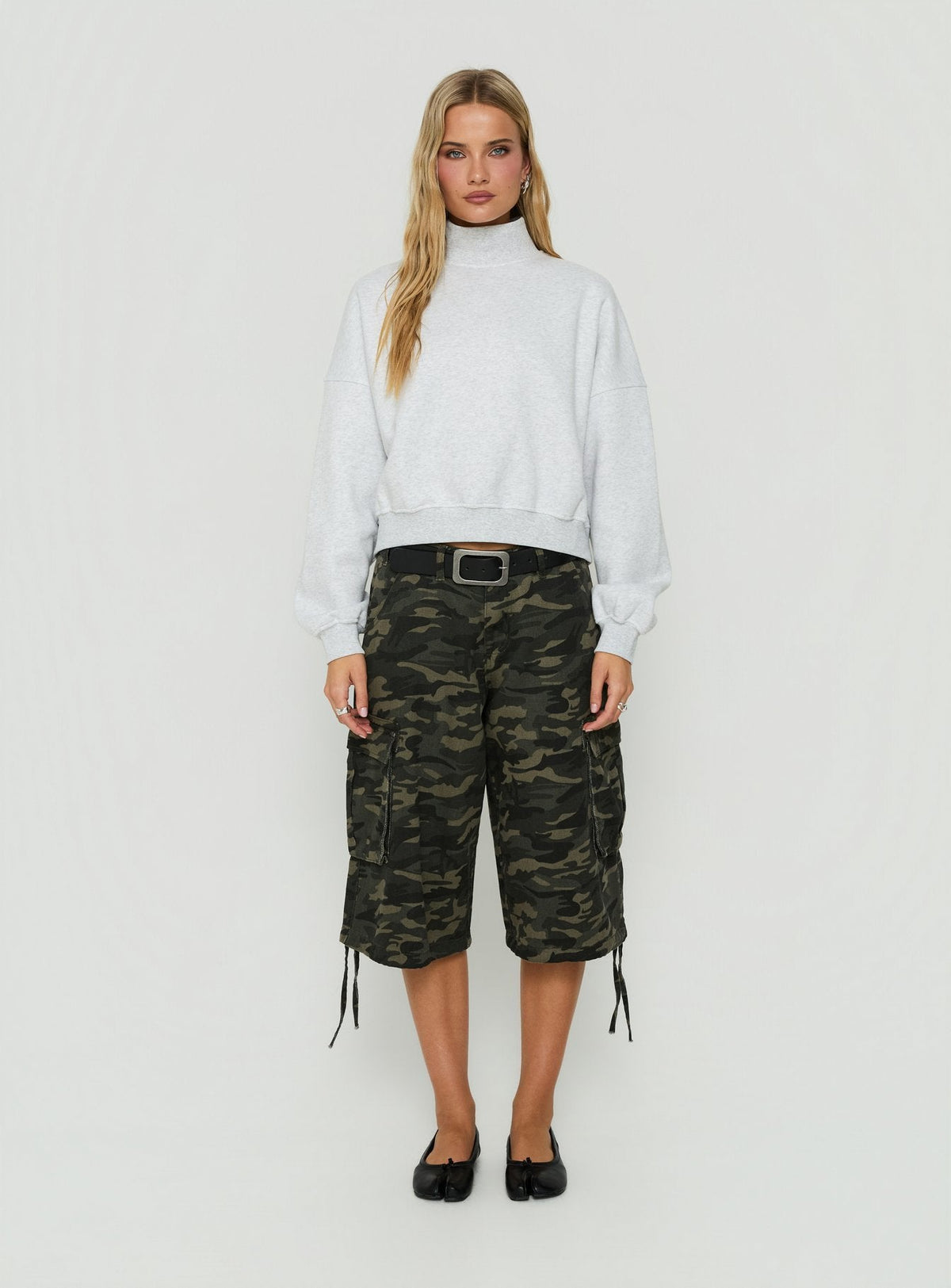 Anyya Funnel Neck Crew Jumper Grey Marle