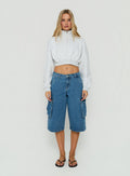 Astridd 3/4 Zip Cropped Jumper Grey Marle