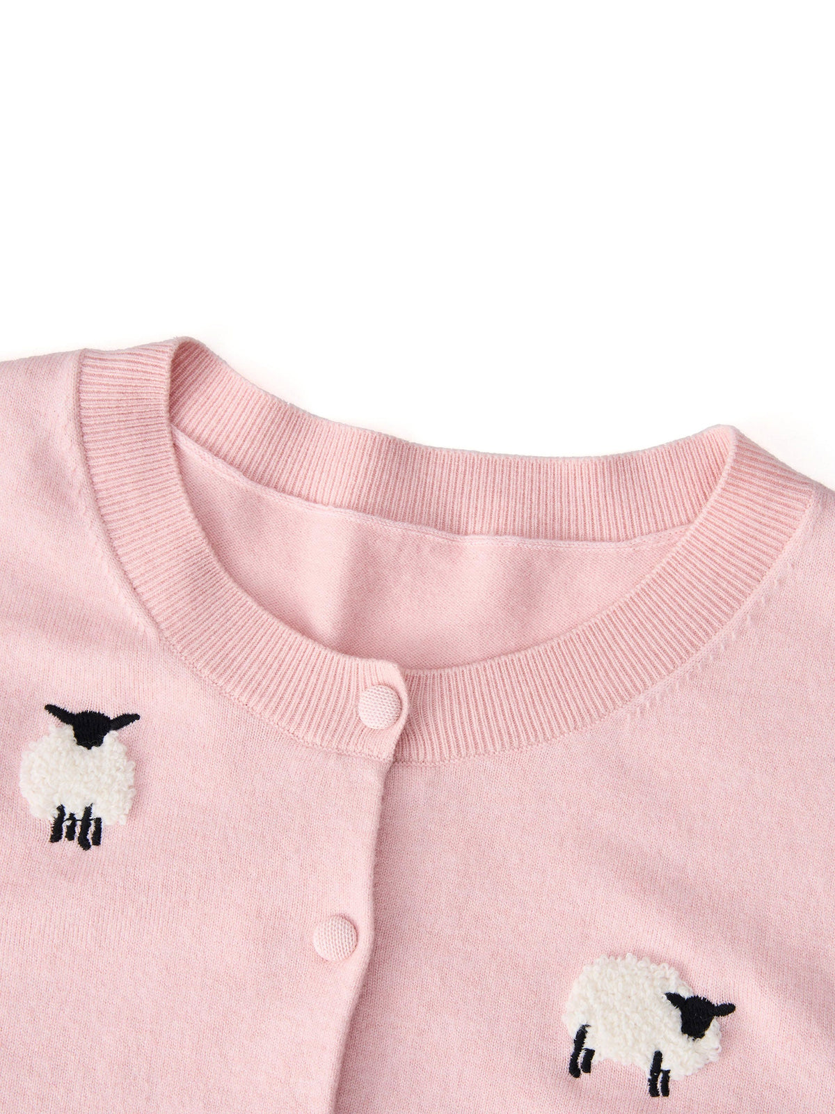 Textured Sheep Embroidered Women Cardigan