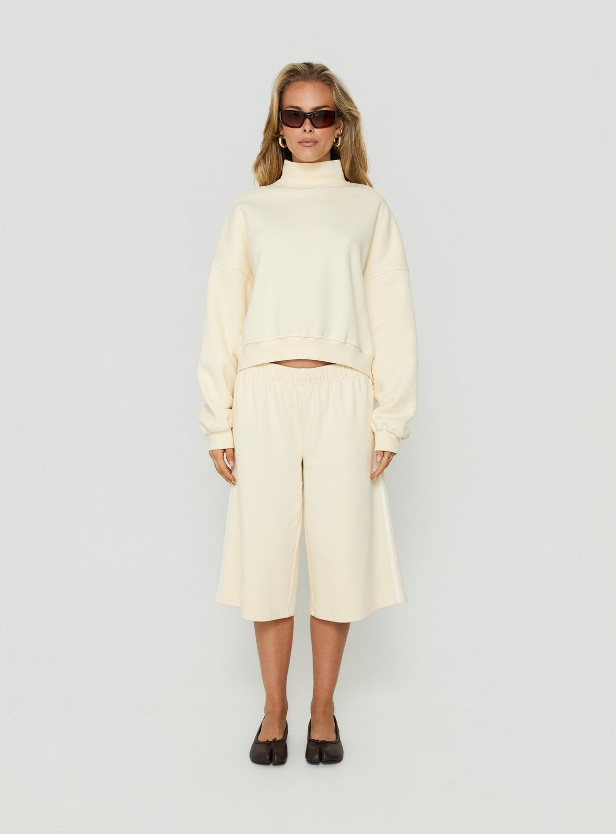 Anyya Funnel Neck Crew Jumper Cream