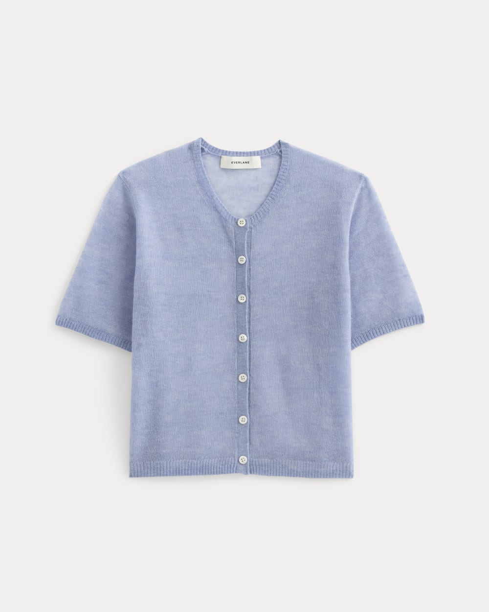 The Air Alpaca? Short-Sleeve Cardigan | Soft Blue