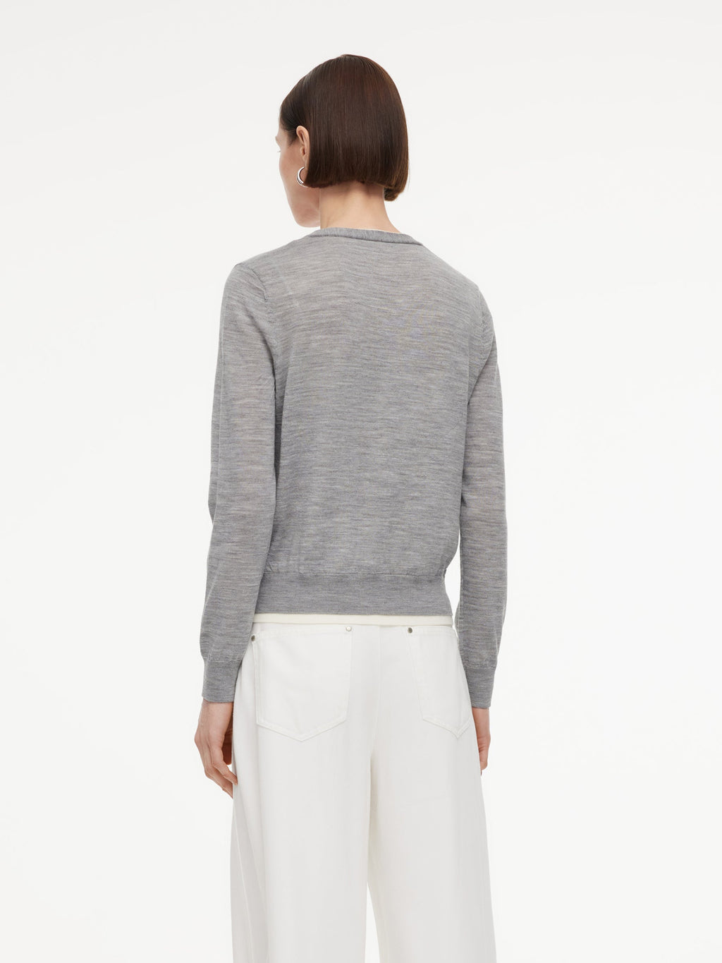 100% Wool V-Neck Women Mock-Layered Cardigan