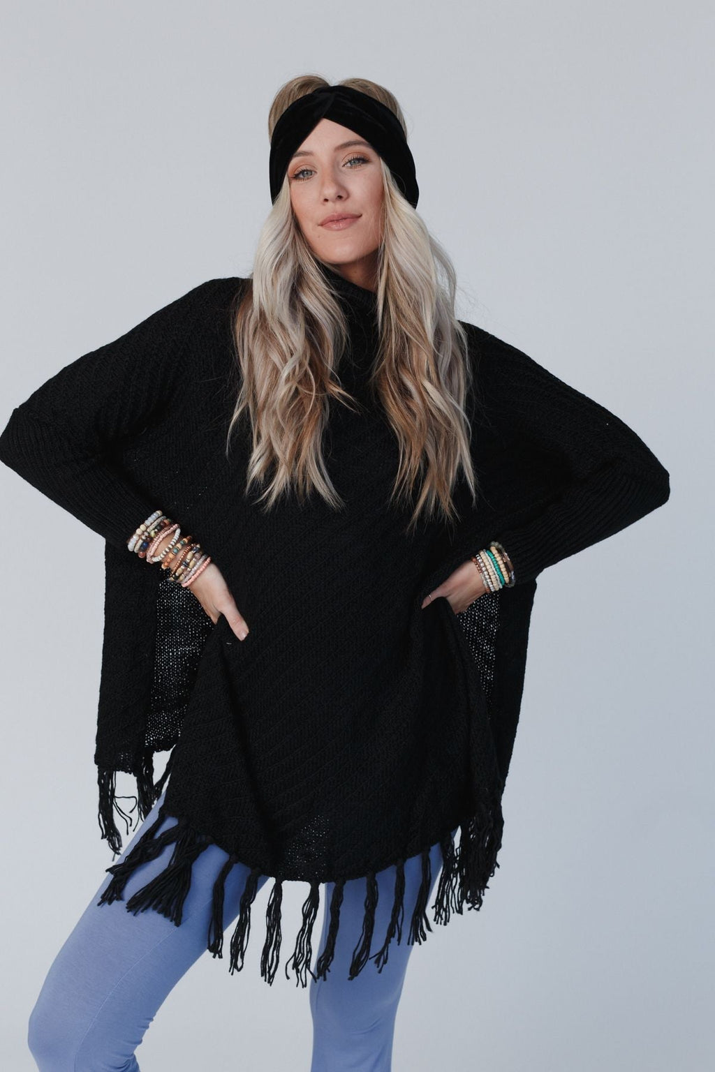 Paloma Poncho Sweater - Black - Pre Order