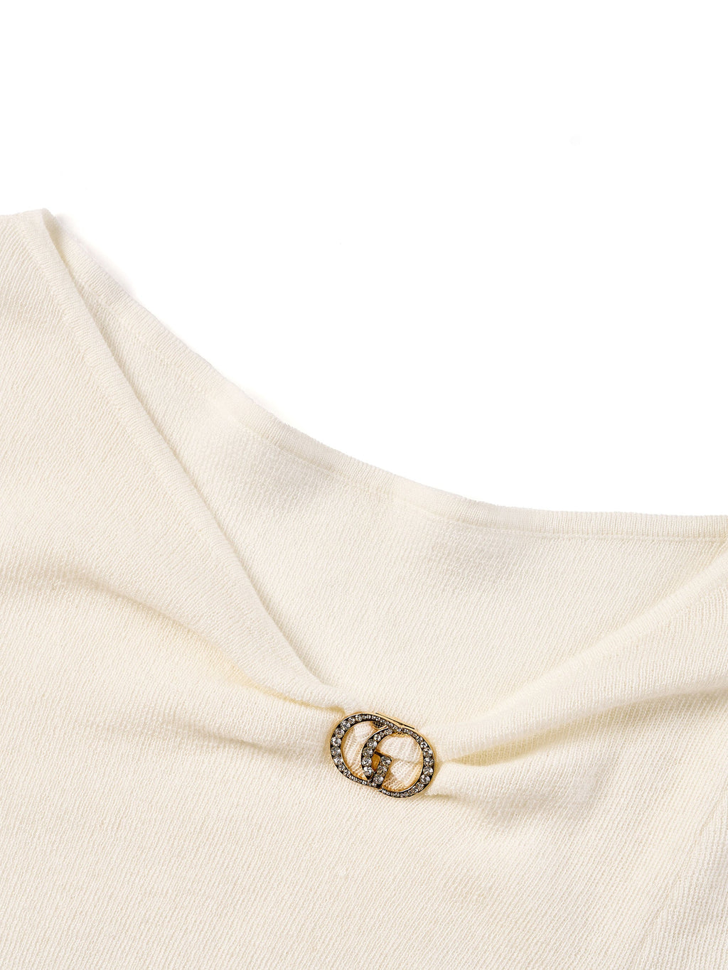 Wool Blend Boat Neck Women Knit Top With GO Letter Clip
