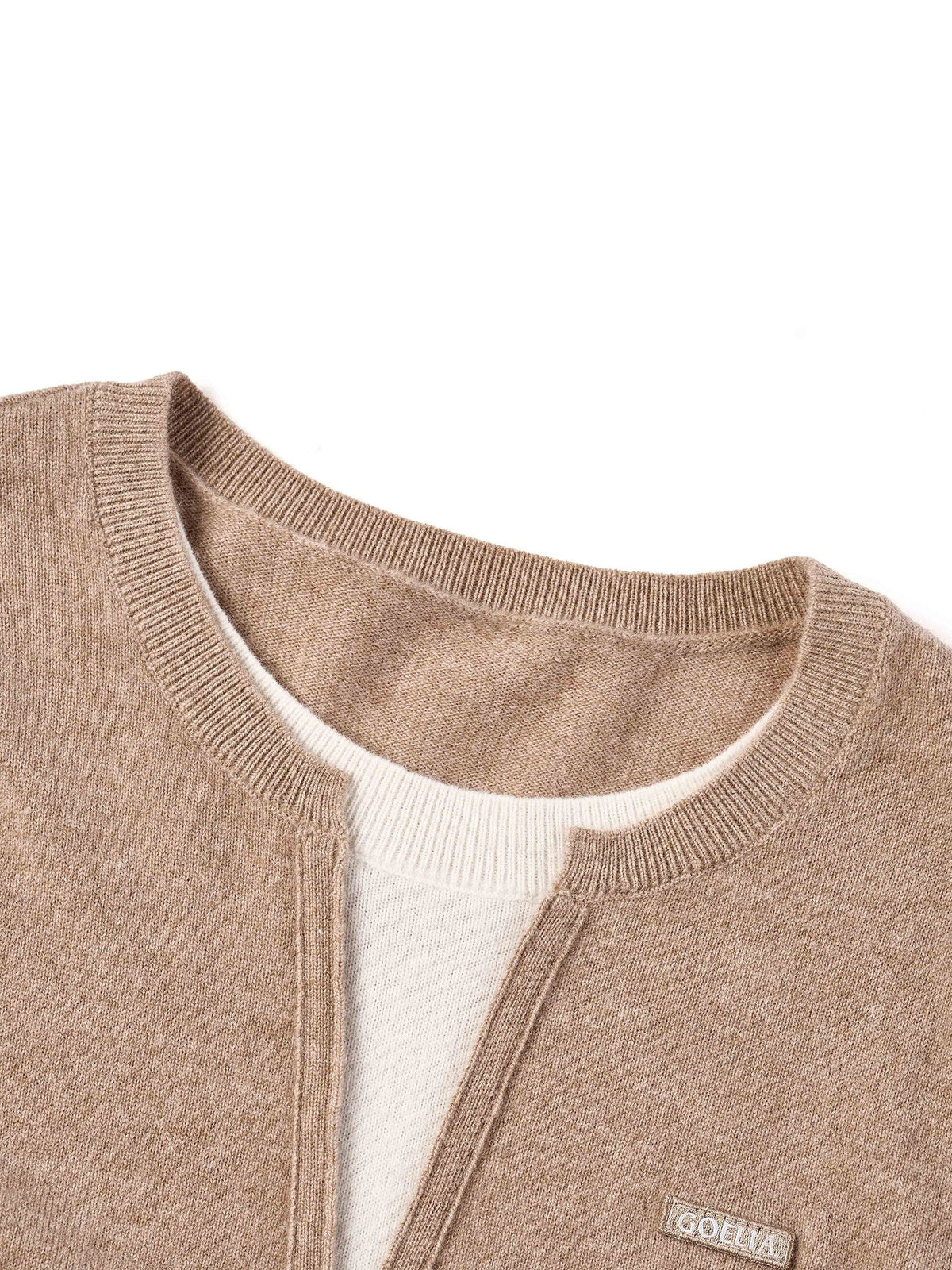 100% Wool Color Block Women Mock Layered Knit Top