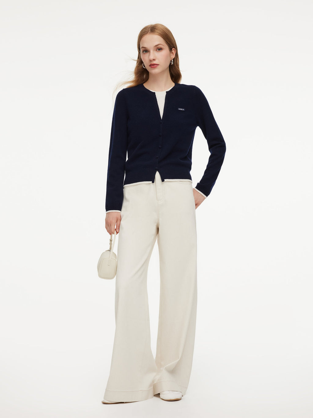 100% Wool Color Block Women Mock Layered Knit Top