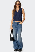 Cam Button Up Knit Vest Top