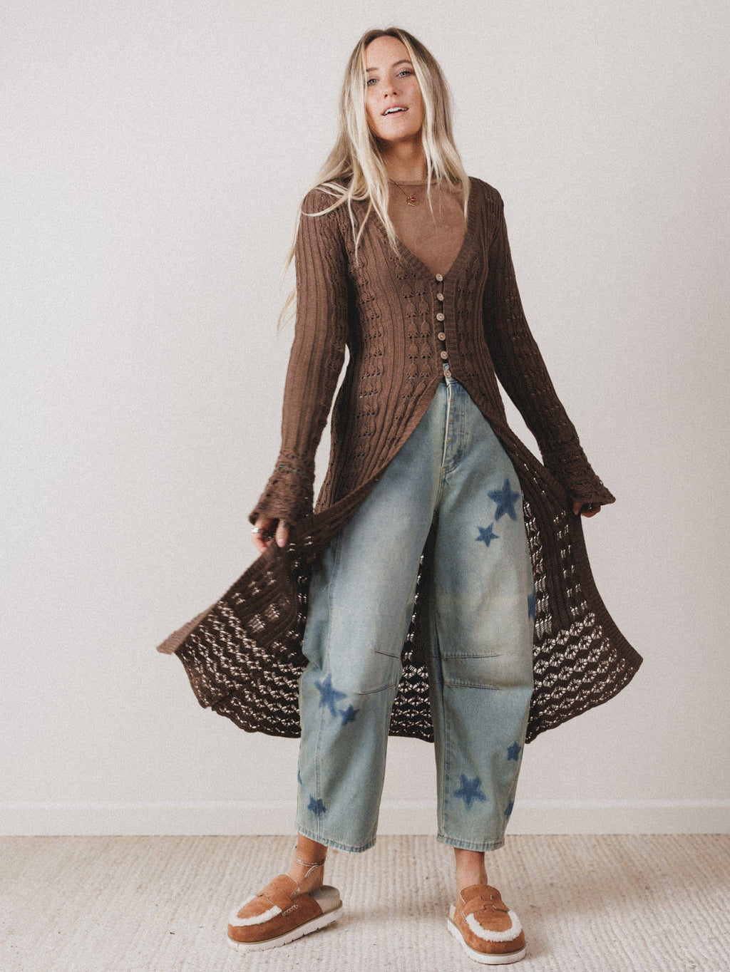 Windswept Long Knit Cardigan  - Mocha - Pre Order