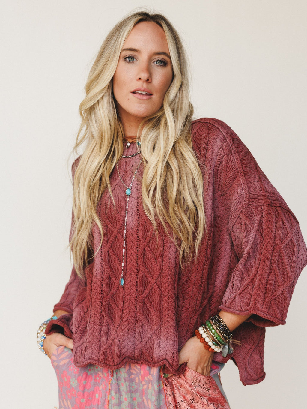 Francis Sweater Top - Wine - Pre Order