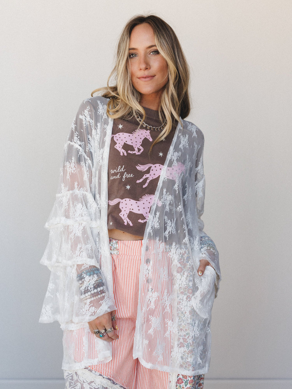 The Nest Floral Lace Dreams Kimono - Off White