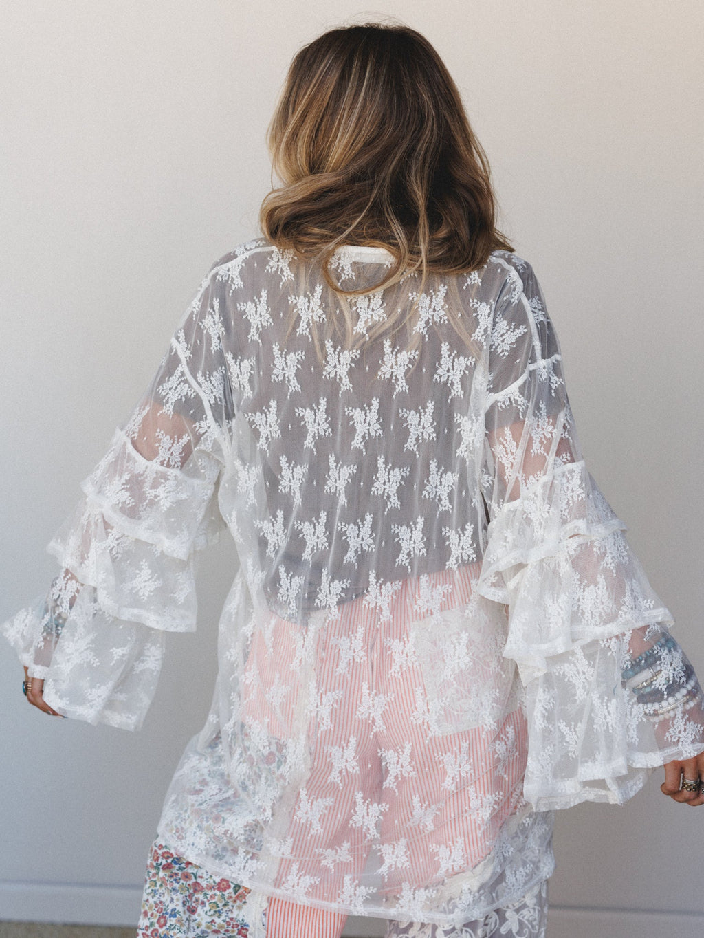 The Nest Floral Lace Dreams Kimono - Off White
