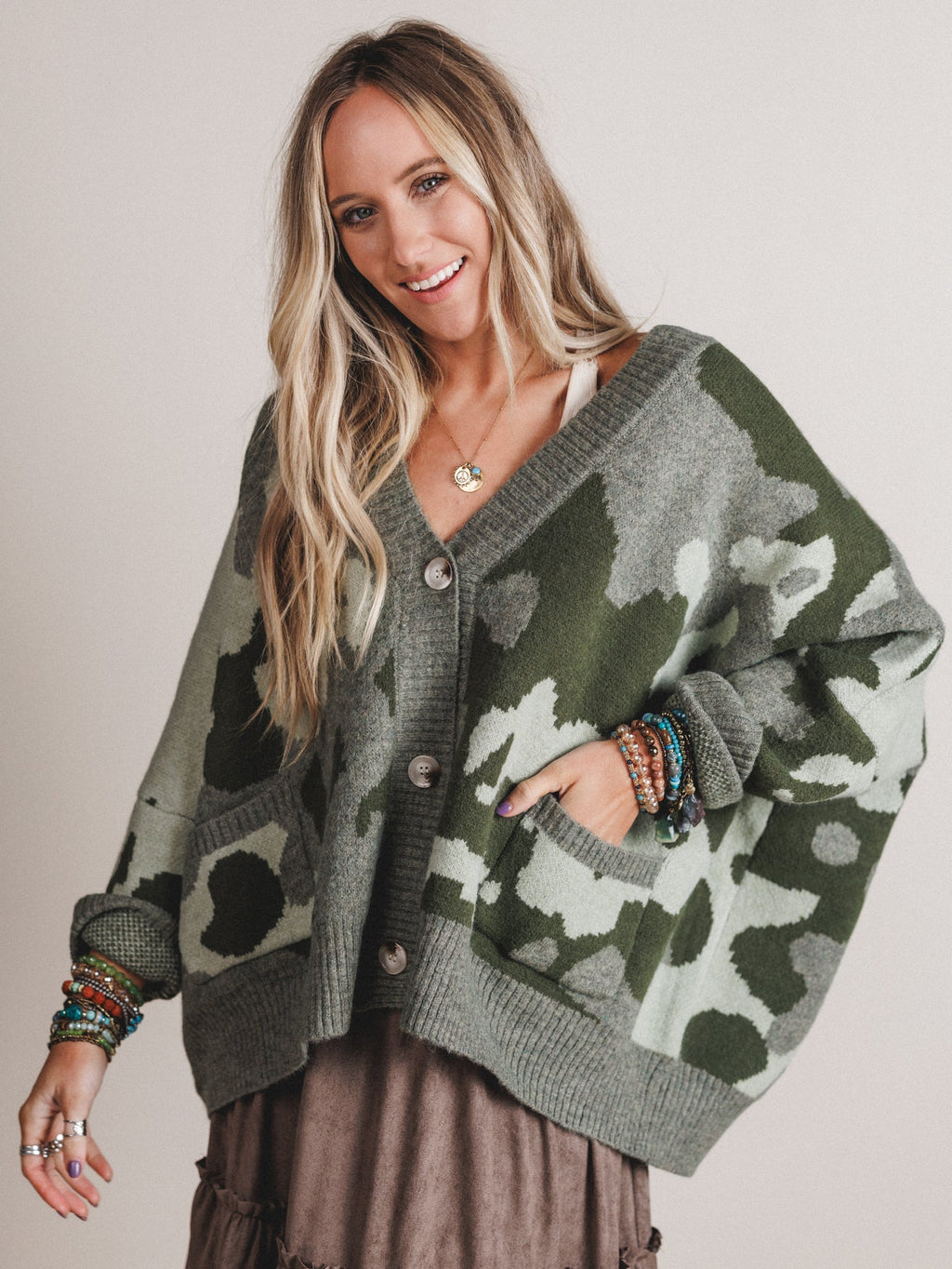 Into The Dusk Cardigan - Camo - Pre Order