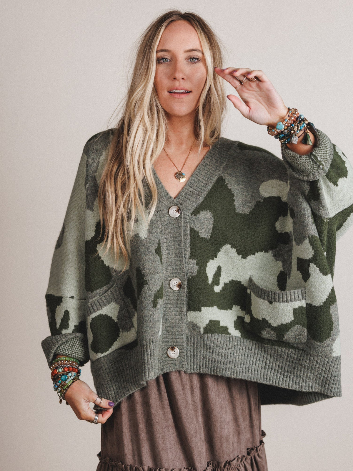 Into The Dusk Cardigan - Camo - Pre Order