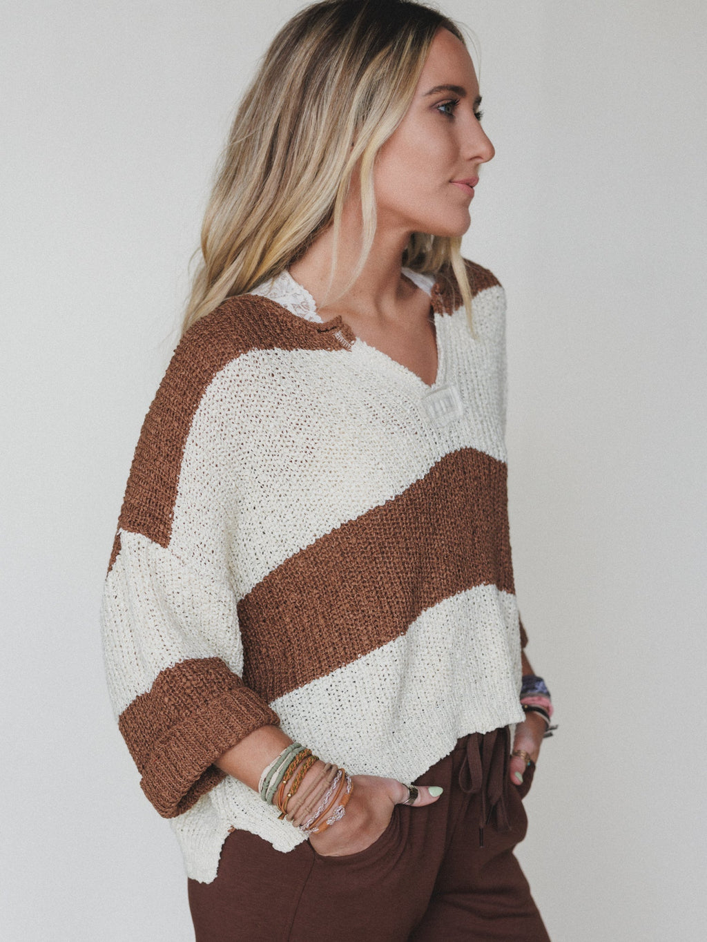 Sandy Stripes Sweater - Deep Camel - Pre Order