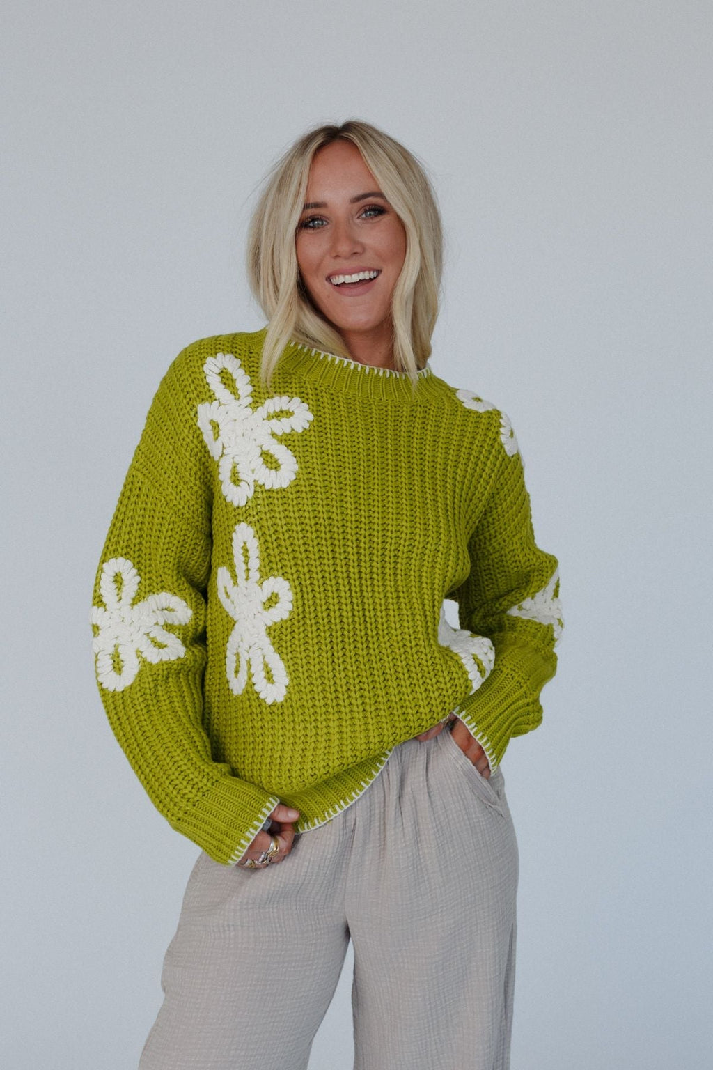 Daisy Belle Sweater - Green - Pre Order