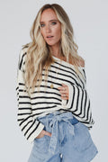 All My Stripes Oversized Sweater - Cream Black - Pre Order