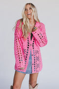 Marisela Crochet Button Down Top - Pink - Pre Order