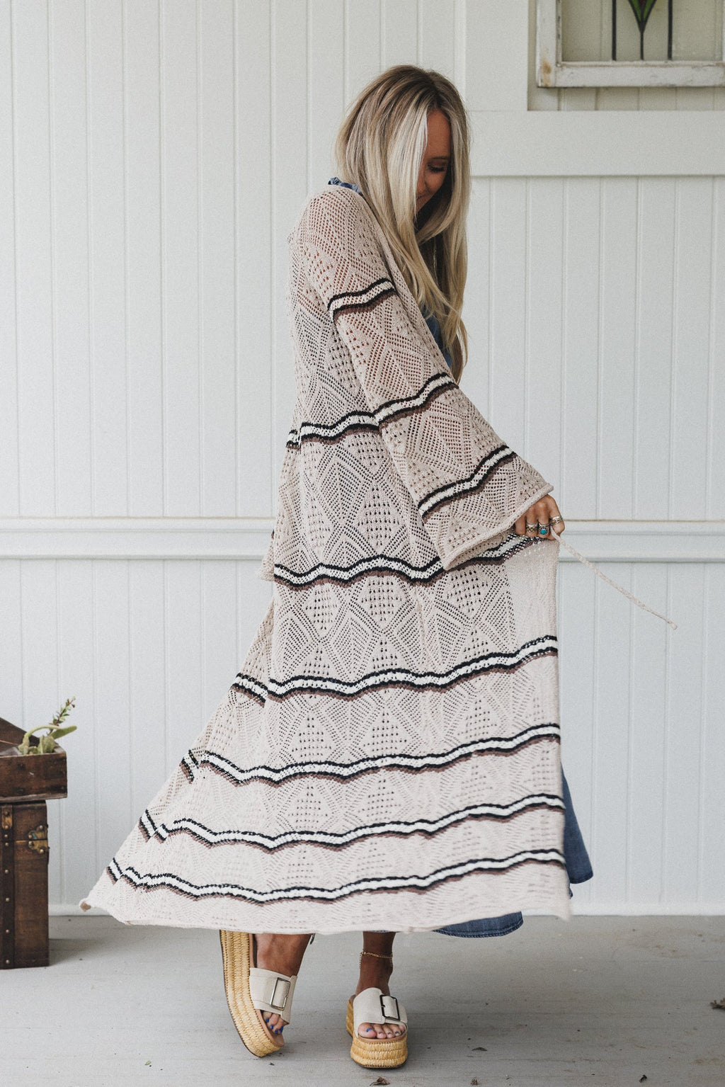 Crochet Breeze Cardigan Duster - Oatmeal - Pre Order