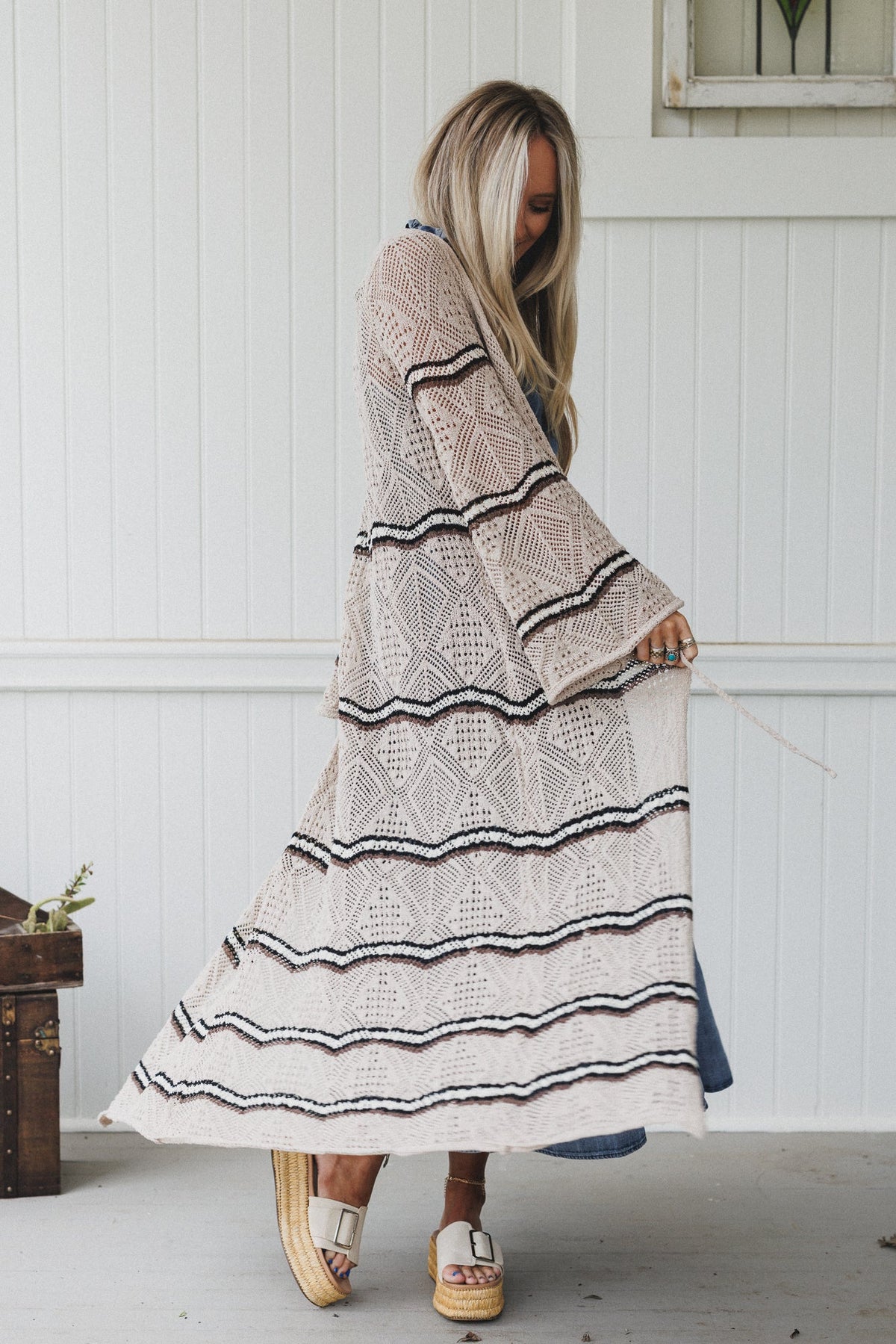Crochet Breeze Cardigan Duster - Oatmeal - Pre Order