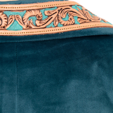 American Darling Women's Blazer w/Leather Lapels - Tan w/Turquoise Inlay