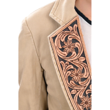 American Darling Women's Blazer w/Leather Lapels - Cream