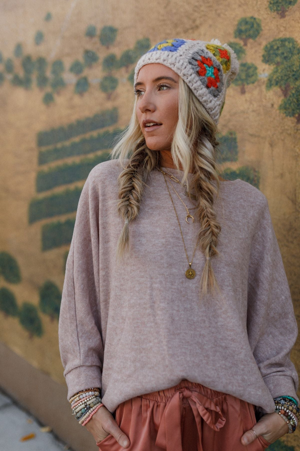 The Nest Fly With Me Batwing Sleeve Knit Sweater - Sand - Pre Order