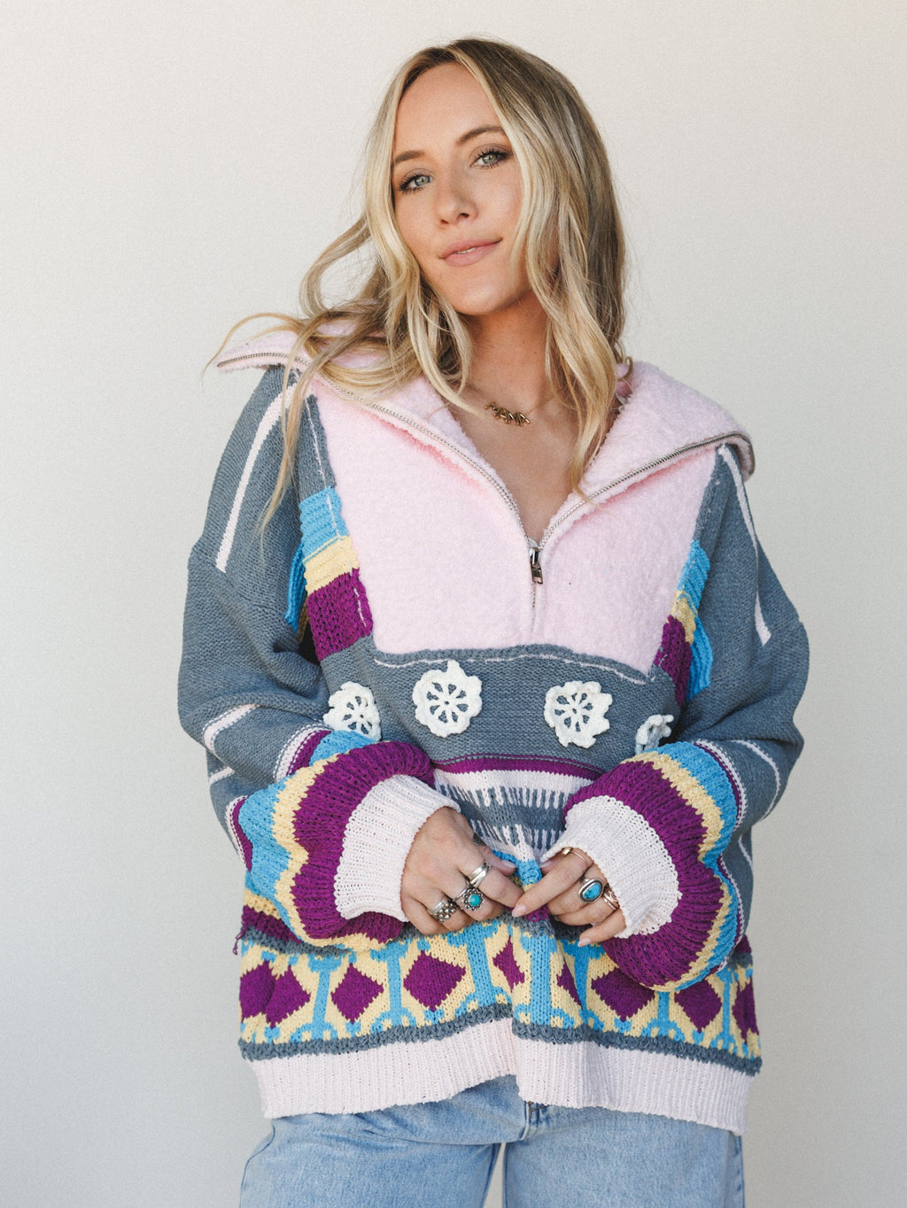 Opal Patterned Pullover - Grey Multi
