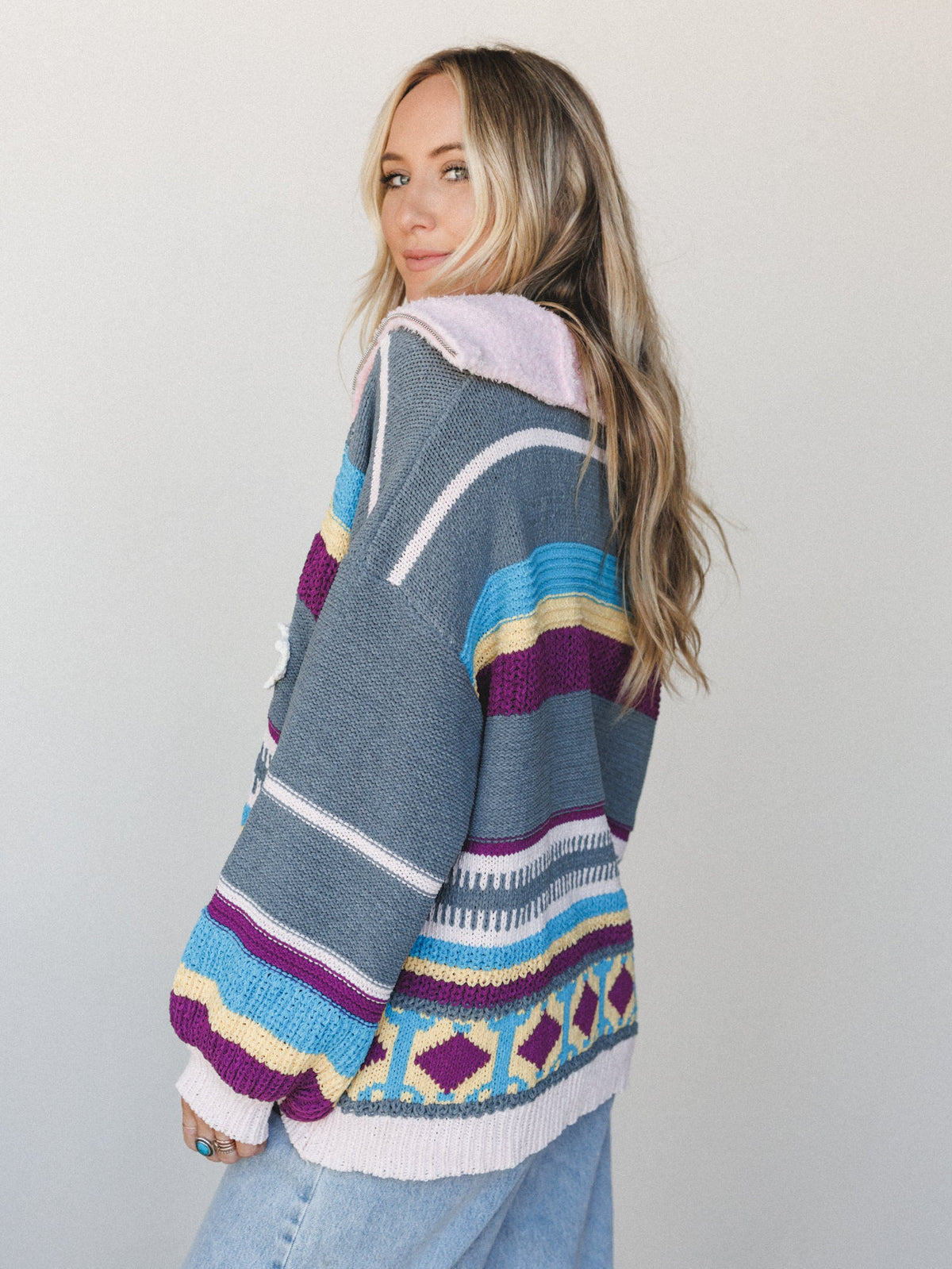 Opal Patterned Pullover - Grey Multi