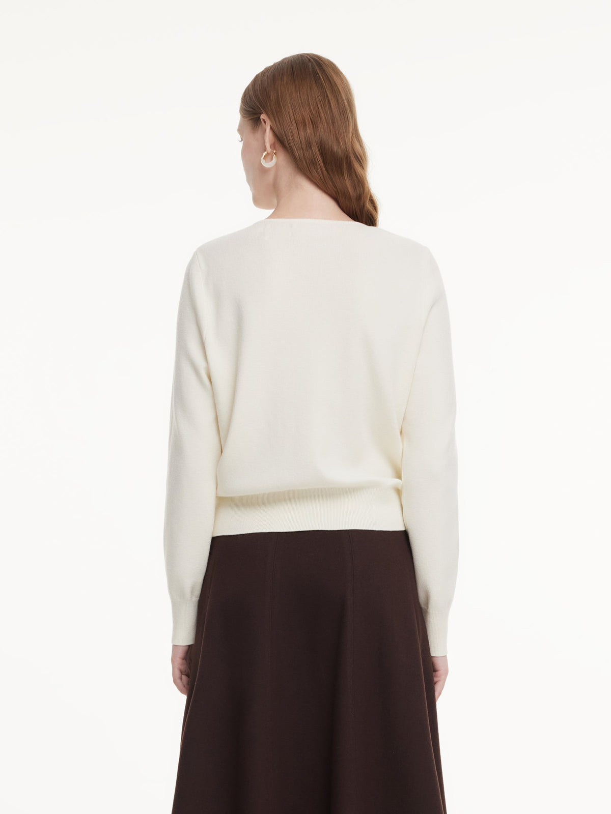 Lyocell Wool Blend Asymmetrical Neck Women Knit Top