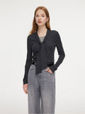 Wool Blend Mock-Layered Women Knit Top