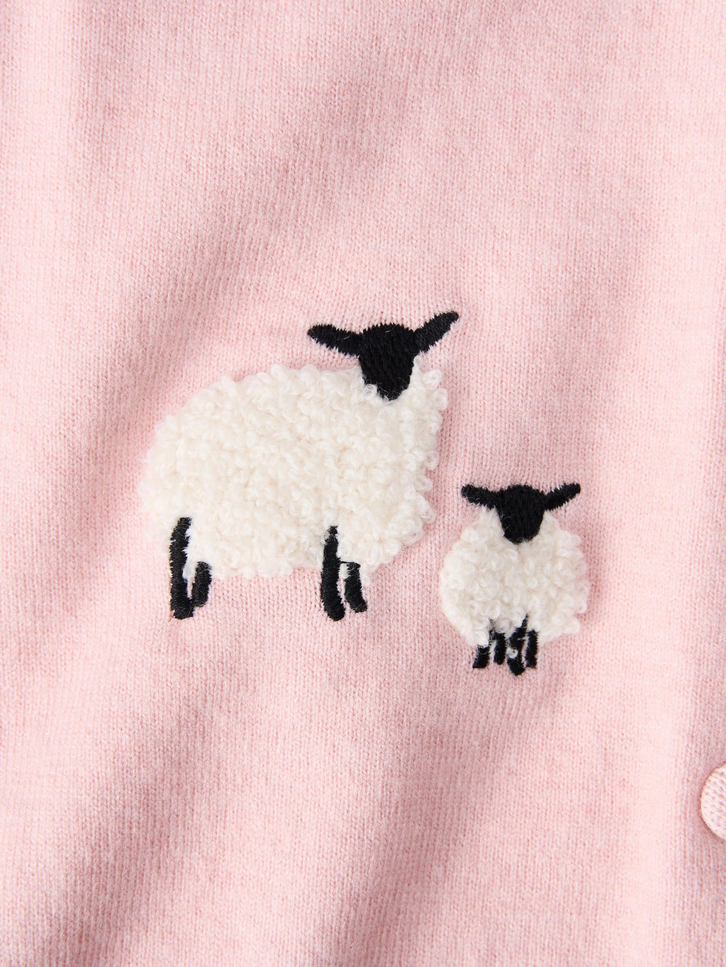 Textured Sheep Embroidered Women Cardigan