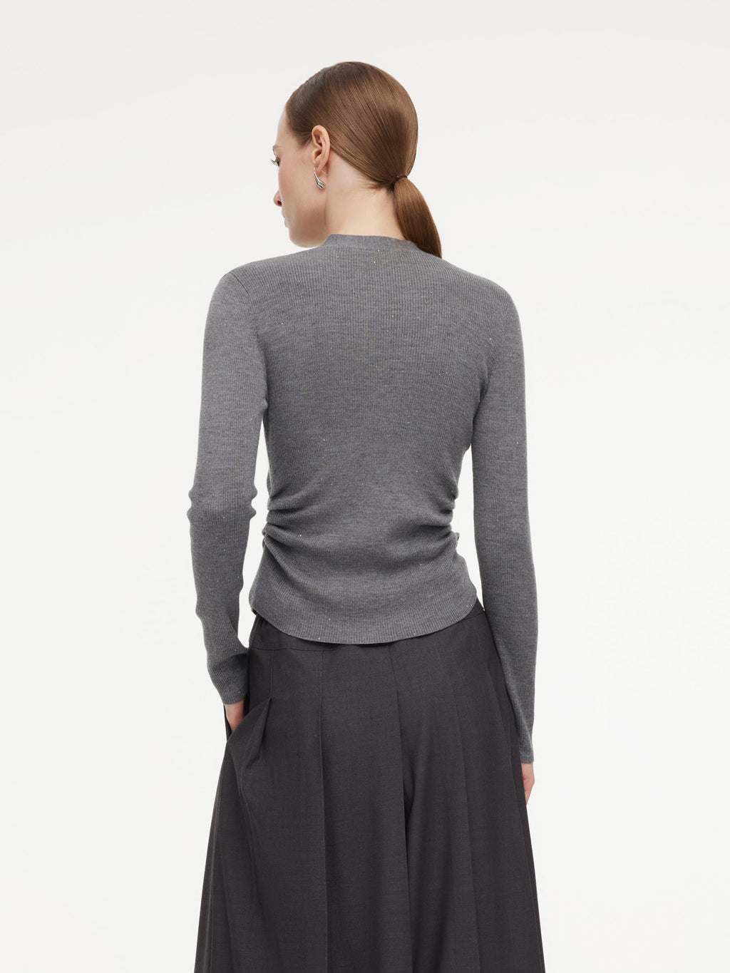 Wool Blend Ribbon V-Neck Women Cardigan