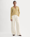 The Cable V-Neck in Cotton Cashmere | Classic Khaki