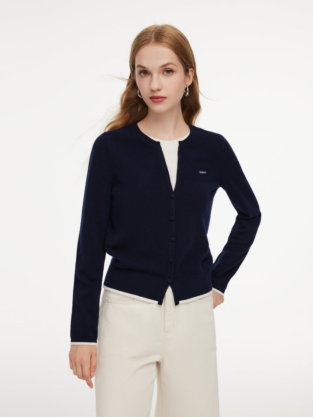 100% Wool Color Block Women Mock Layered Knit Top